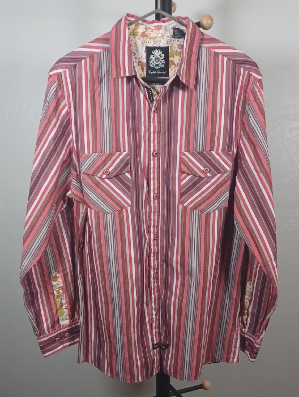 English Laundry Red Striped Long Sleeve Button Down Size Medium